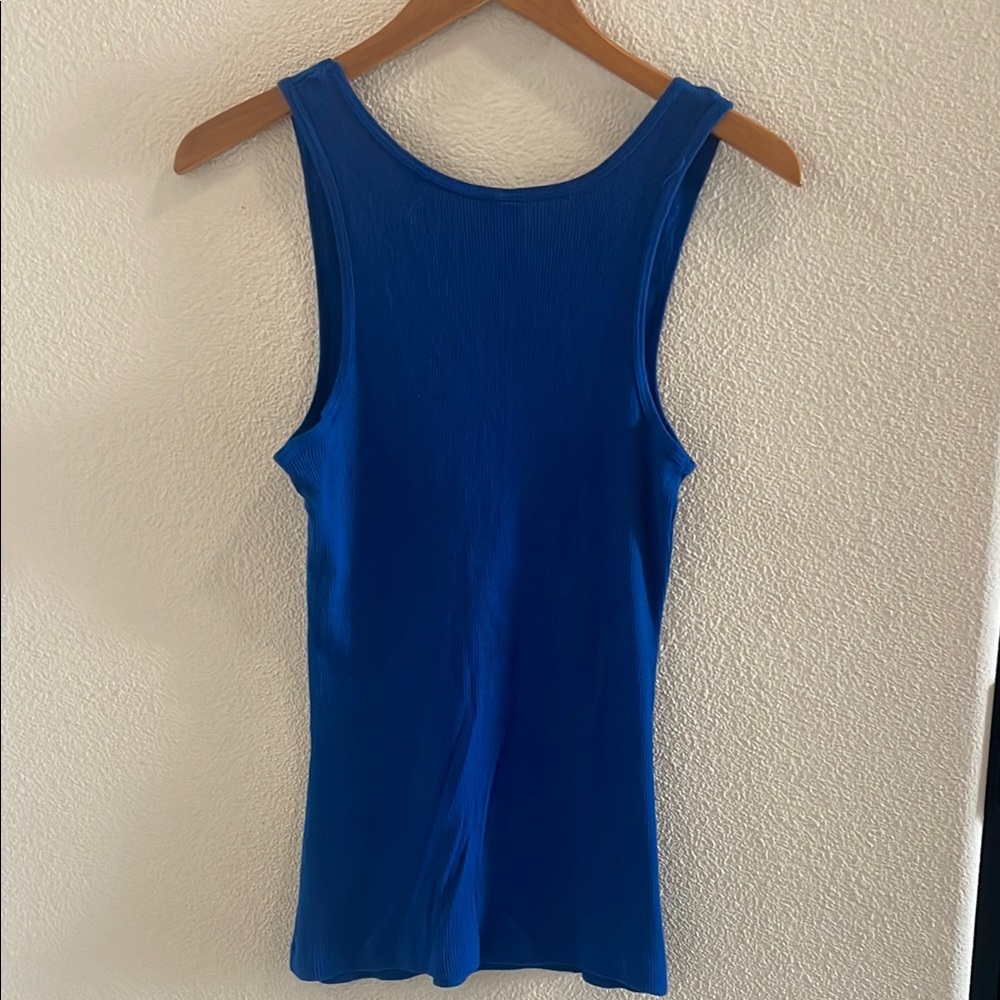 Blue rubbed California Allstars Tank Top with Yellow Print - Picture 3 of 5